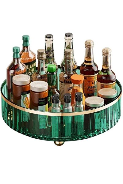 fulina Clear Lazy Susan Pantry Organizers and Storage, Rotating Storage Rack for for Kitchen, Pantry(Green)