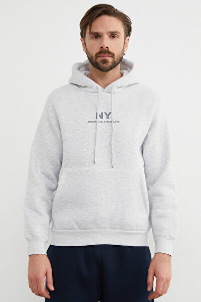 Fulla Moda 3 Yarn Ny Printed Hooded Sweatshirt