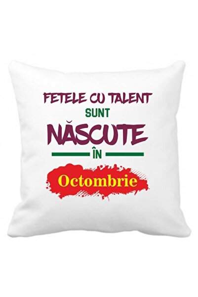 CRD PRINT Personalized Pillow 'girls with talent are born in' 40x40 cm, October, polyester, white