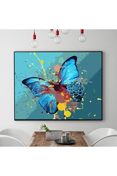 Pictorul Fericit Blue Butterfly - Pictură pe numere