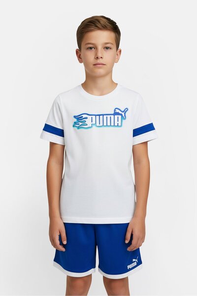 Puma Kids Boy 2 Pieces Short Sleeve T-Shirt And Shorts Set, Multicolor