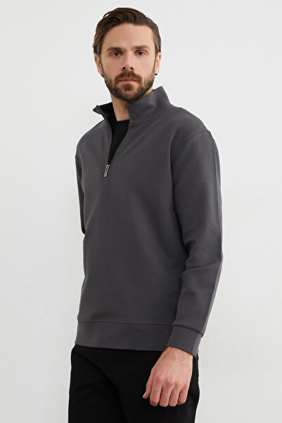 Fulla Moda Ribbed Half-Zip Sweatshirt