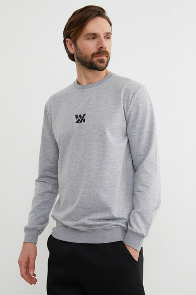 Fulla Moda Embossed Printed Crew Neck Sweatshirt