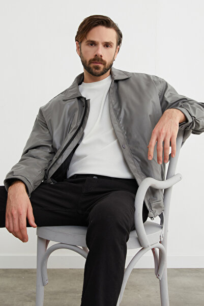 Fulla Moda Suni Deri Polo Yaka Bomber Mont