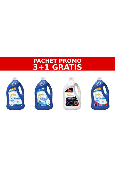 Schiuma di Marsiglia PACHET PROMO 3+1 – FIORI BIANCHI, DEGRESANT, NERI & SCURI, AMETISTA ROSA–4 x 5L