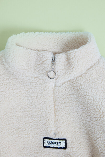 Fulla Moda Unisex Children's Plush Sweatshirt with Half Zipper Pocket