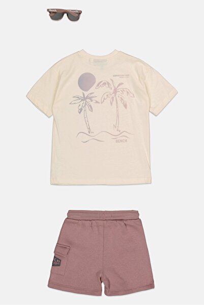 BENCH Kids Boy 3 Pieces Short Sleeve Graphic Print Tops And Bottom With Sunglasses Set, Multicolor