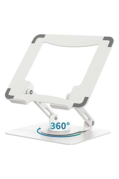 fulina Laptop Stand with 360° Rotating Base, Ergonomic Computer Riser for Desk, Adjustable Height , White