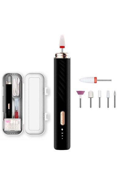 Arabest مثقاب أظافر كهربائي احترافي قابل لإعادة الشحن مع مبرد أظافر (أسود)