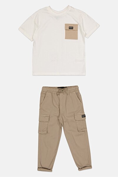 BENCH Kids Boy 2 Pieces Brand Logo T-Shirt and Cargo Trouser Set, Multicolor