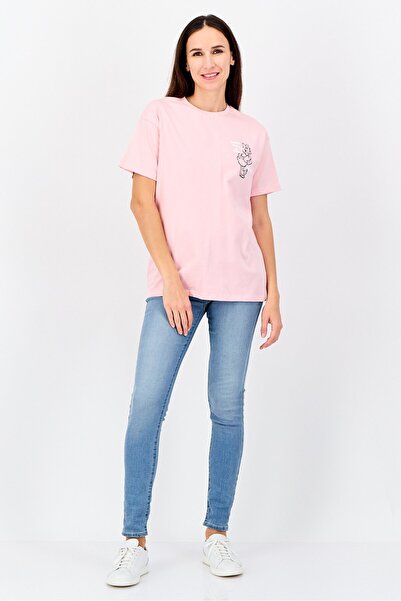 Disney Women Crew Neck Short Sleeve Mickey And Friends T-shirt, Pink