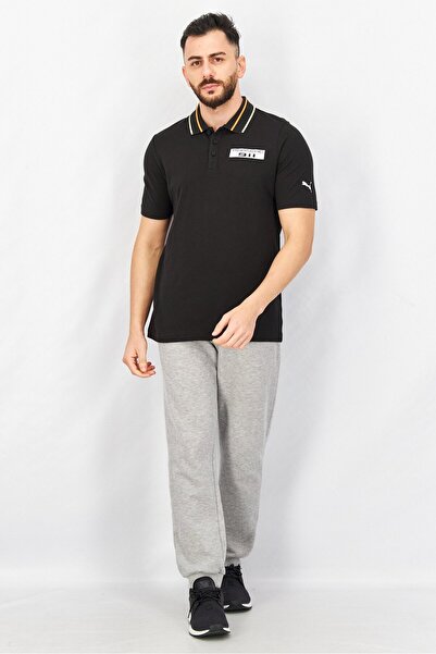 Puma Men Sportswear Fit Printed Short Sleeve Polo Shirt, Black