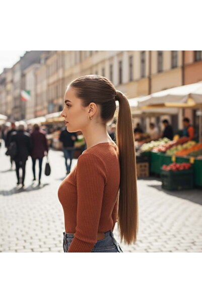 Afrodit Giyim ذيل حصان سحري من الألياف الاصطناعية / لون بني فاتح