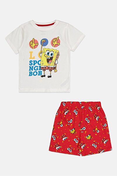 NİCKELODEON Kids Boy 2 Pcs Spongebob Short Sleeve T-Shirt And Shorts Pajama Set, Multicolor