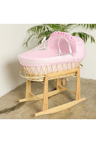 Mini Baby Newborn Bassinet (Moses Basket) Pink + Base