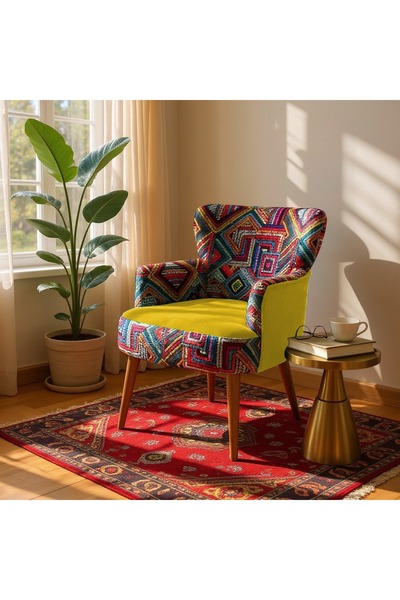 WATERYBROOK Dijital Baskılı Kumaş – Babyface Kumaş Tekli Berjer | Ceviz Ayaklı, Modern Konforlu Koltuk