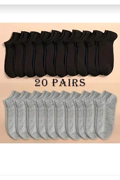 DERMİNA 20 чифта черни и сиви къси чорапи
