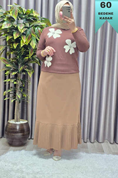 Elmas Tesettür Îmbrăcăminte pentru femei Fusta plisată de mărime mare