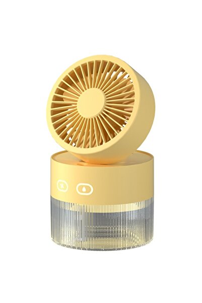 Sunhome مروحة رذاذ ماء محمولة صغيرة 2 في 1 مع ضوء ليلي 350 مل 5 واط 3 سرعات HH-191 أصفر