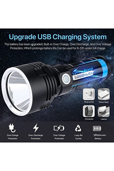 Generic 30000 to 100000 lumens Rechargeable led Tactical Flashlight,Super Bright Handheld Flashlight Torch