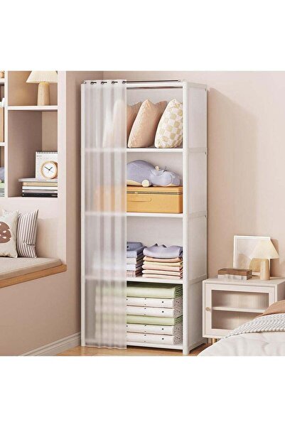 Generic Leon Home 5-Layer Storage Rack Magazine Bookcase with Dustproof Curtains
