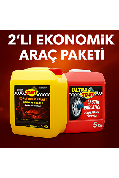 start Lastik Parlatıcı + Oto Köpük Şampuanı 2li Ekonomik Araç Bakım Paketi
