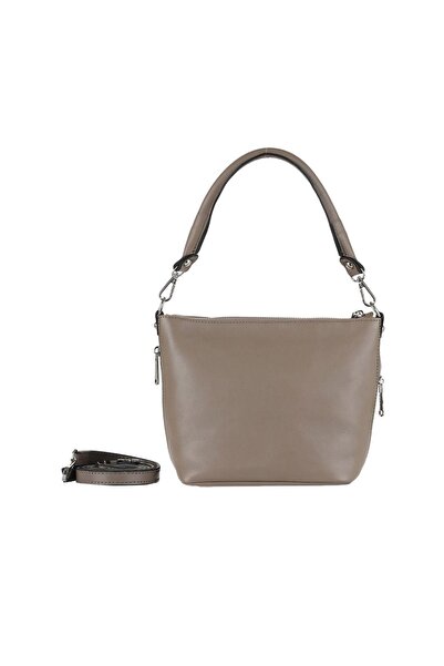 Bueno Shoes Gray Leather Women's Shoulder Bag 01Wba7952