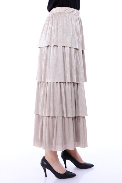 Asees Glittery Pleated 4-Layer Elastic Skirt