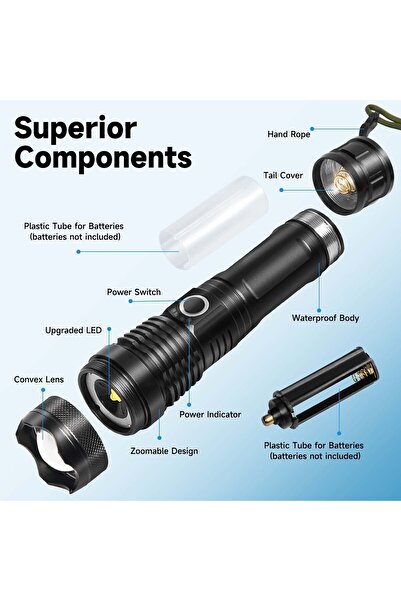 Generic Rechargeable LED Flashlights,Super Bright Zoomable Flashlight Waterproof Outdoor Camping Torch Light