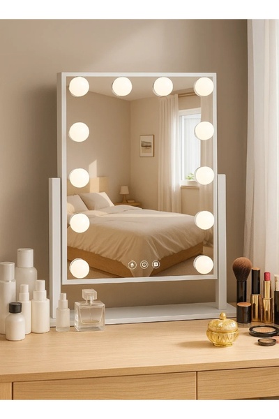 Shangxing 360° Rotating LED Makeup Mirror – Touch Control, Adjustable Lights, Dimmable, Anti-Slip Base