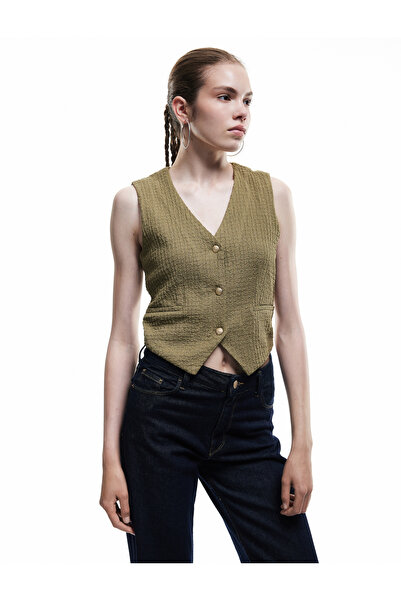 Koton Αμάνικο γιλέκο με λαιμόκοψη σε σχήμα V με κουμπιά και τσέπες φλετό