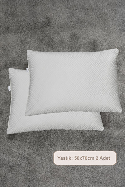Elart Kapitone Yastık 2 Adet (50x70 cm) Beyaz