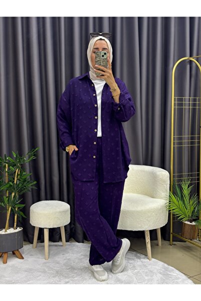 LY LEYO TEKSTİL DESENLİ GÖMLEK TAKIM