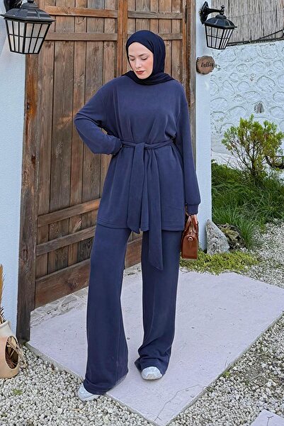 lamelif Διπλό Σετ με λεπτομέρεια με κορδόνια σε μπλε ναυτικό