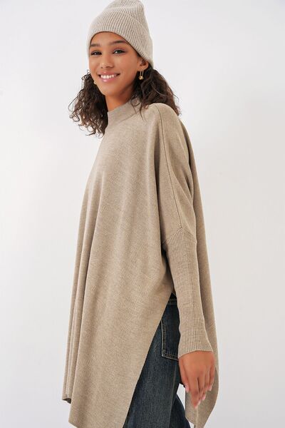 Hiccup Bdart Slit Detailed Mock Neck Knitwear Sweater