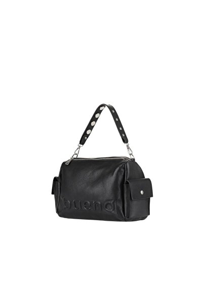 Bueno Shoes Black Leather Women's Shoulder Bag 01Wba7943