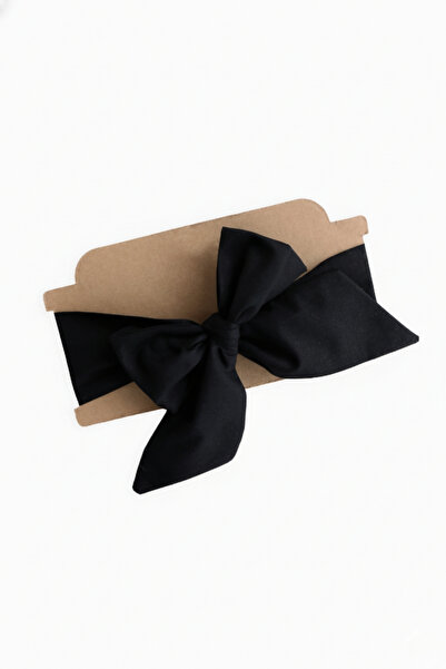 Parla Kids Girl's Black Tie-Dye Detailed Poplin Giant Bow Bandana