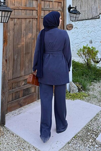 lamelif Διπλό Σετ με λεπτομέρεια με κορδόνια σε μπλε ναυτικό