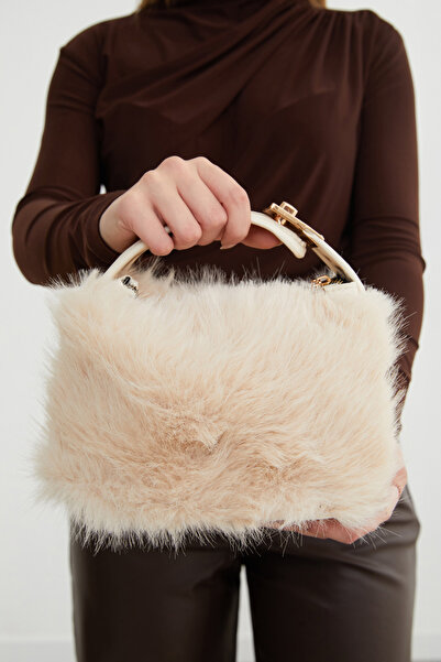 Fulla Moda Faux Fur Shoulder Bag with Zipper and Strap