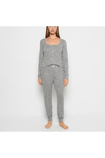 La senza PJ Set with LS Logo Patch in Light Grey Cozy