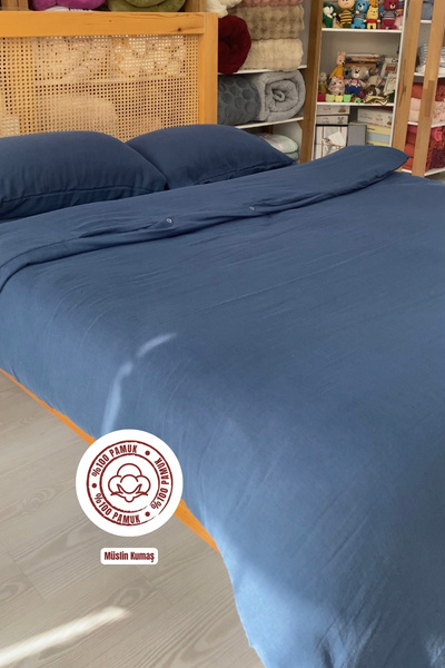 sutra 100% Cotton Muslin Fabric Double Duvet Cover Set