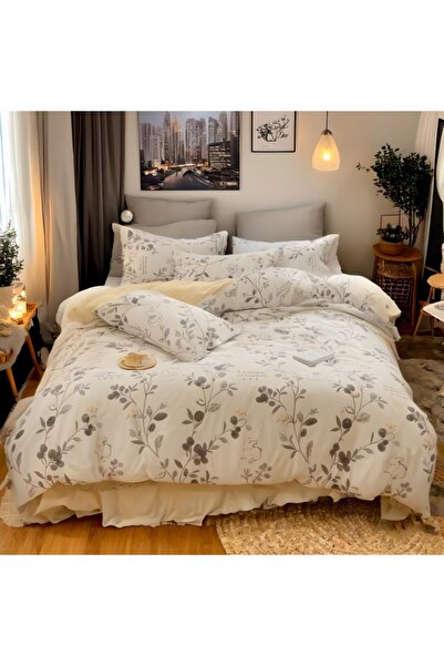 Shangxing 4-Piece Cotton Bedding Set 200×230cm – Flowers & Animals, Includes Duvet Cover, Sheet & Pillowcases