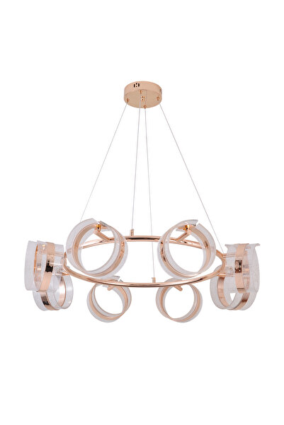 Apliqa Linea 8'li Gold Yuvarlak Salon Sarkıt Led Avize