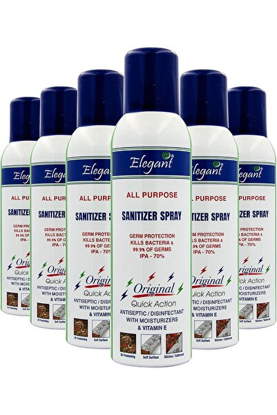 AFS Elegant Elegant Hand Sanitizer Spray – 200ml – Pack of 6 – 70% IPA – Advanced Germ Protection