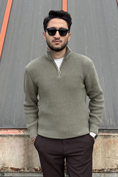 inpool Ανδρικό, μισό φερμουάρ, ψηλός λαιμός , χειμερινό, πλεκτό, Old Money Culture, πουλόβερ PLTK06