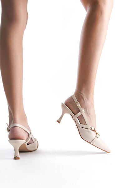 AuroraStore Perla Women's Beige Heeled Shoes