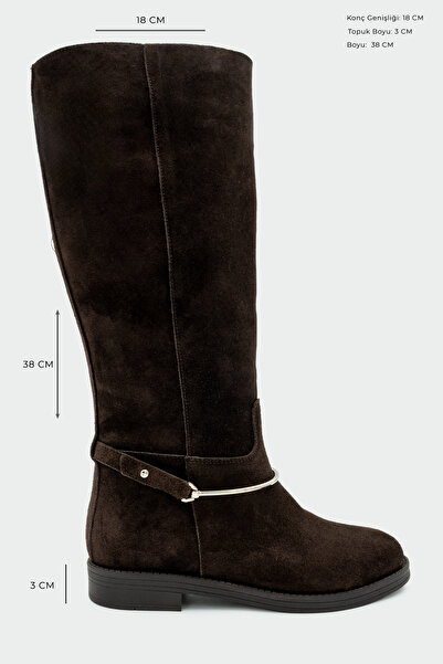 LAMİNTA Steve Bitter Brown Suede Women's Detachable Gold Accessory Boots