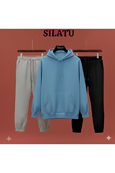 SILATU Hooded Grey Bottom Black Bottom 3-Piece Set