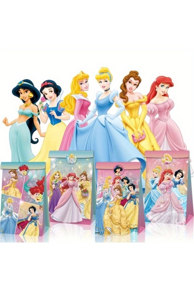 Generic أكياس هدايا حفلات الأميرات، أكياس هدايا شخصيات كرتونية، 12 قطعة من أكياس الهدايا اللطيفة لأعياد ميلاد الأطفال