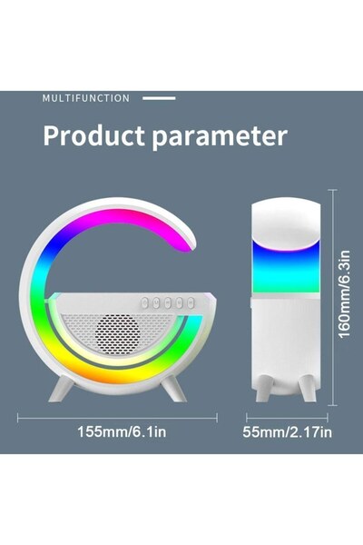 INWERSA 3-in-1 Multifunctional Bluetooth Speaker Lamp with Wireless Charger, RGB LED, FM Radio — Blue
